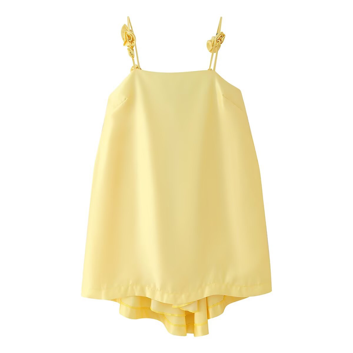 Satin Strapless Dress – 3D Floral Detail – Black | Aesthic