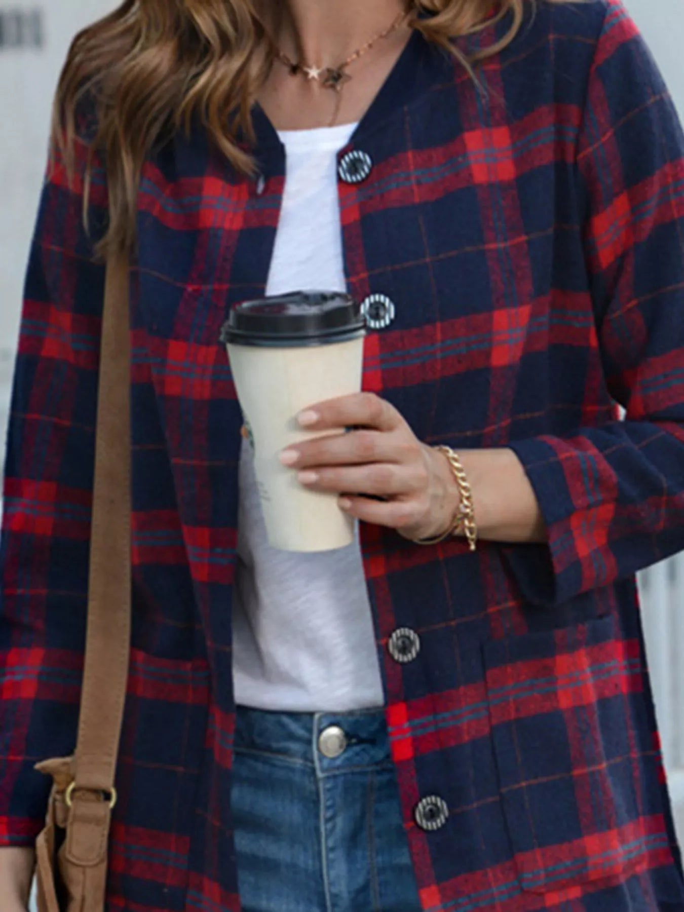 Plus Size Plaid Longline Shirt – Button Down – Multicolour | Aesthic