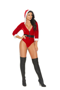 Elegant Moments Santa's Tease Costume - Velvet Teddy with Hood & Belt (2 Pc)
