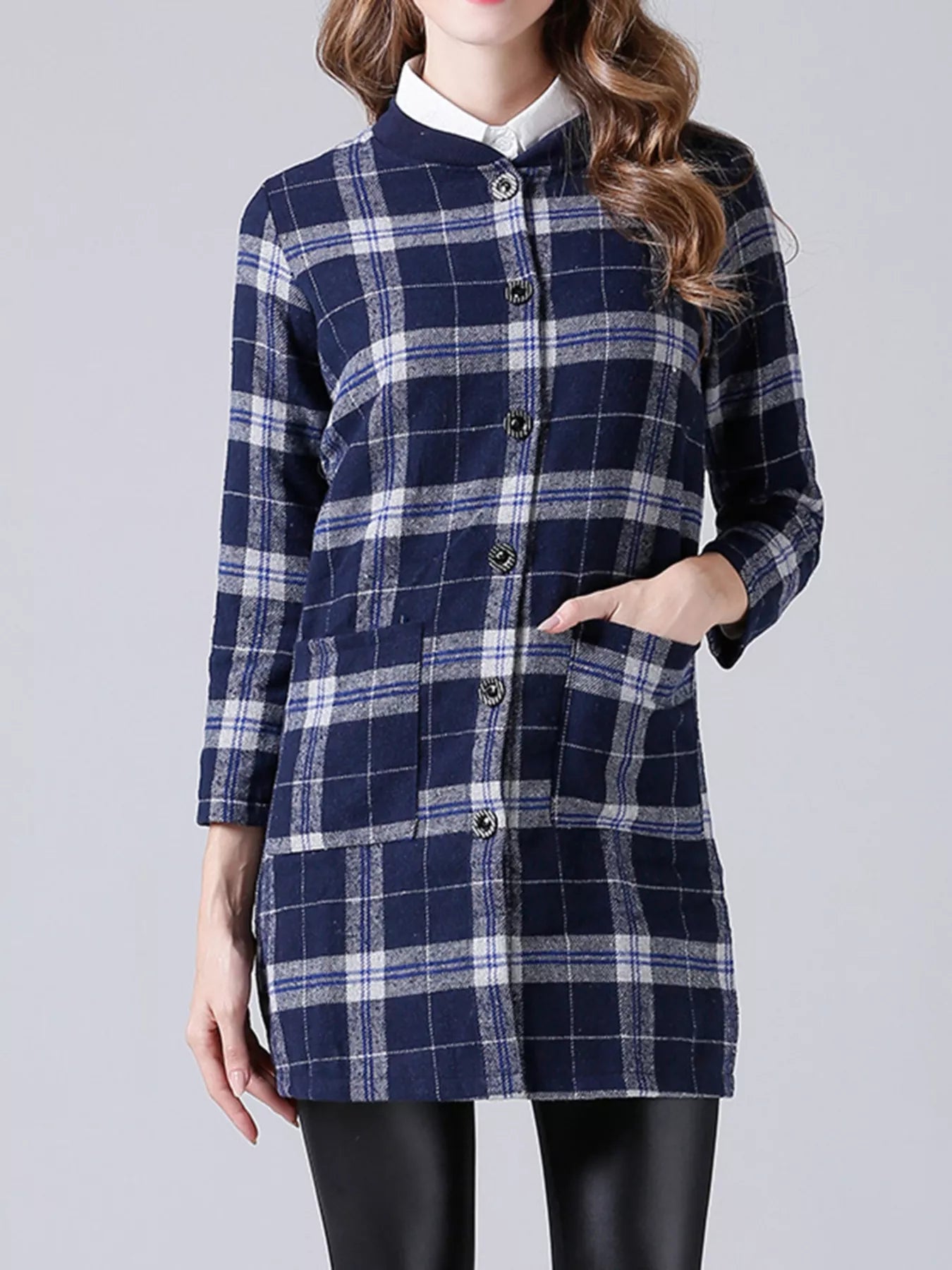 Plus Size Plaid Longline Shirt – Button Down – Multicolour | Aesthic